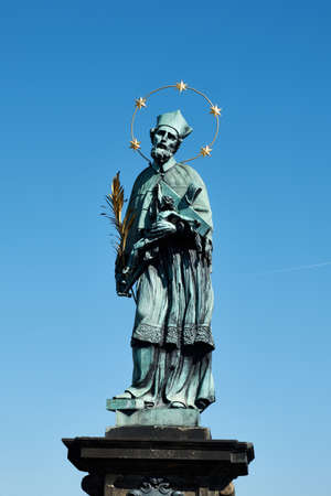 Statue of John of Nepomuk, Charles Bridge in Prague, Czech Republic.のeditorial素材