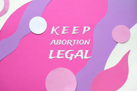 Text Keep abortion legal on abstract pink purple background with off white elements.の写真素材