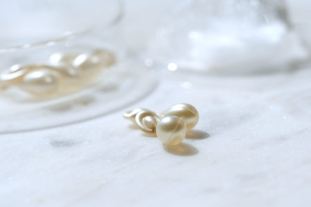 Serum capsules in petri dish for healthy skin