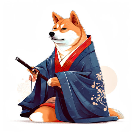 Cute shiba inu dog, AI generative illustrationの素材