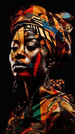 African queen, A close up of a person with a face painted. AI generativeの素材