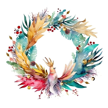 Christmas Wreath Drawing AI Generativeの素材
