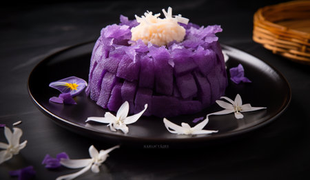 Ube Halaya - a sweet purple yam dessert, generative AIの素材