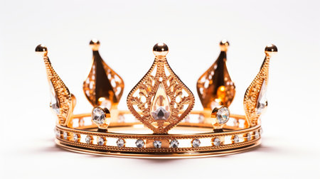 A gold crown on a white background. Generative AI image.の素材