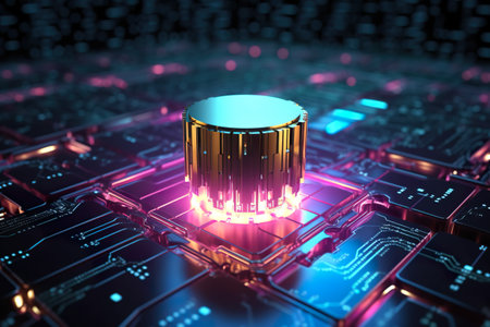 Quantum computer close up, futuristic technology, generative AI imageの素材