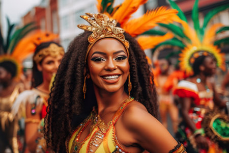 Samba fastival, carnival procession. Generative AI image.の素材