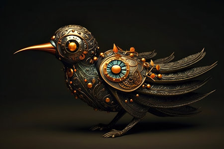 A bird with a clock on its wings. Generative AI image.の素材