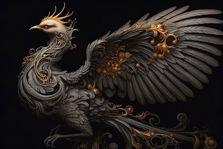 A bird that is sitting on top of a table. Generative AI image.の素材