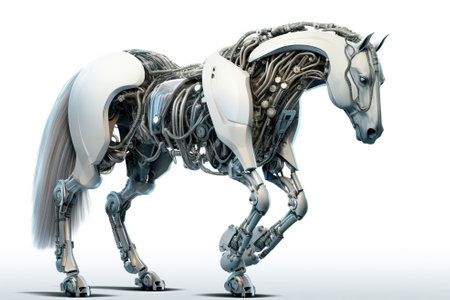 A robot horse is shown in this image. Generative AI image.の素材