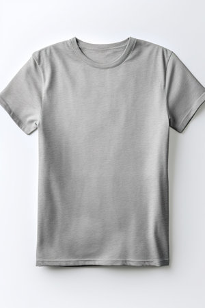 A gray t-shirt on a white background. Generative AI image. Tshirt mockup.の素材
