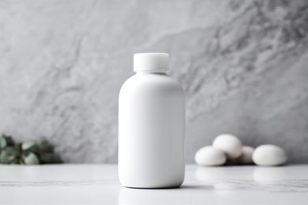 A white bottle sitting on top of a counter. Generative AI image.の素材