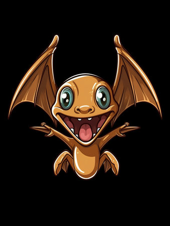 A cartoon bat with a big smile on its face. Generative AI image.の素材