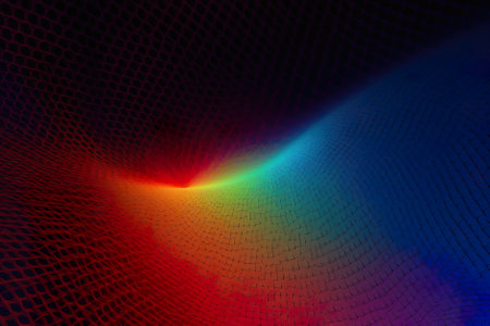 A multicolored image of a rainbow of light. Generative AI image.の素材