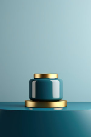 A jar of cream sitting on top of a table. Generative AI image. Blank beauty product mockup.の素材