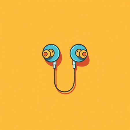 A pair of earphones with wires attached to them. Generative AI image.の素材