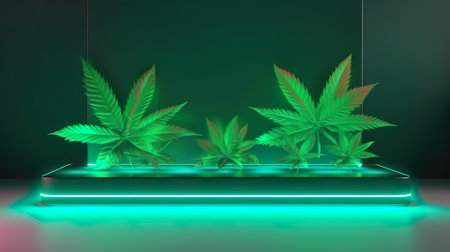 A plant that is sitting in a glass container. Generative AI image.の素材