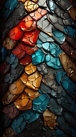 A close up of a stained glass window. Generative AI image.の素材