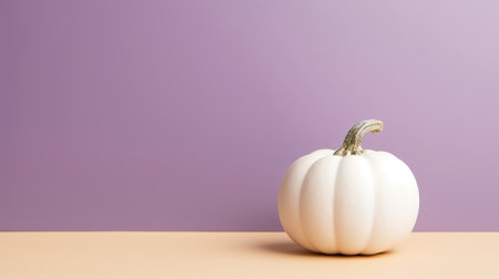 A white pumpkin sitting on top of a table. Generative AI image.の素材