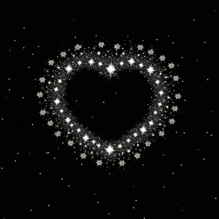 A heart shape made of stars in the night sky. Generative AI image.の素材