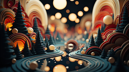 A digital art of a city with lots of lights. Generative AI image.の素材