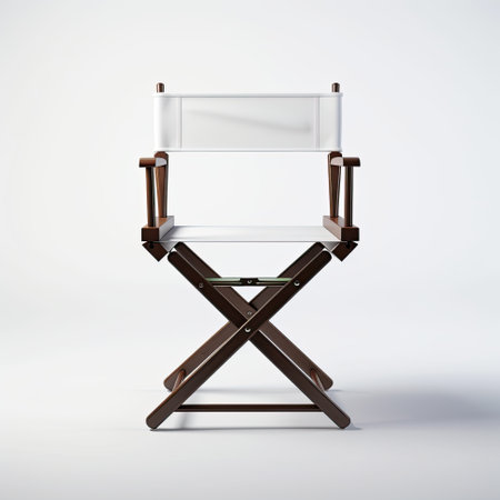 A directors chair with a skateboard on it. Generative AI image.の素材