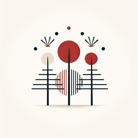 A stylized illustration of a group of trees. Generative AI image.の素材