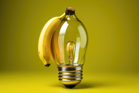 A light bulb with a bunch of bananas inside of it. Generative AI image.の素材