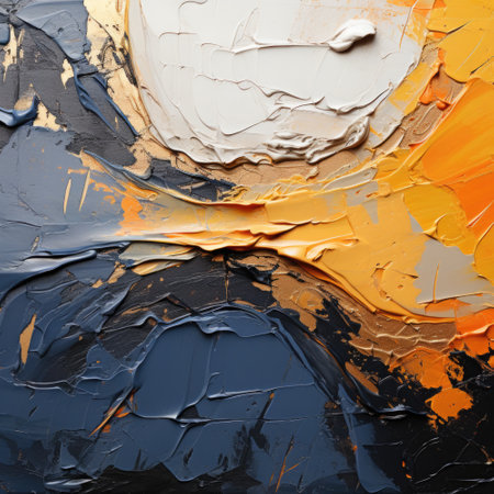 An abstract painting of a sun and a body of water. Generative AI image.の素材