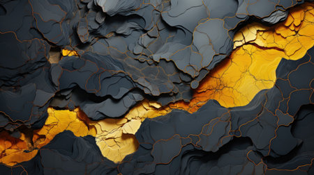A close up of a yellow and black background. Generative AI image.の素材
