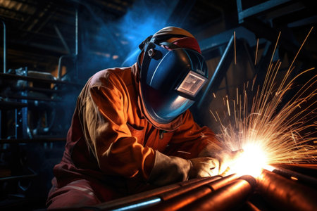 A welder working on a piece of metal.の素材