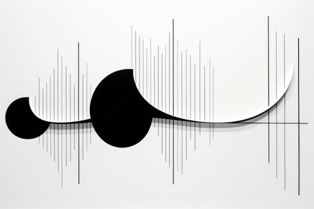 A black and white picture of a sound wave.の素材