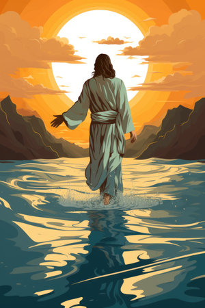Jesus walking on waterの素材