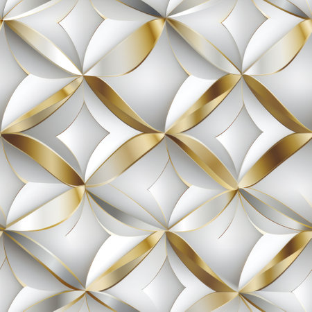 A white and gold wallpaper with a geometric design. Seamless pattern.の素材