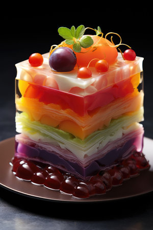 Veggie aspic, layered jelly with vegetables.の素材