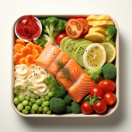 A bento box filled with lots of different types of food.の素材