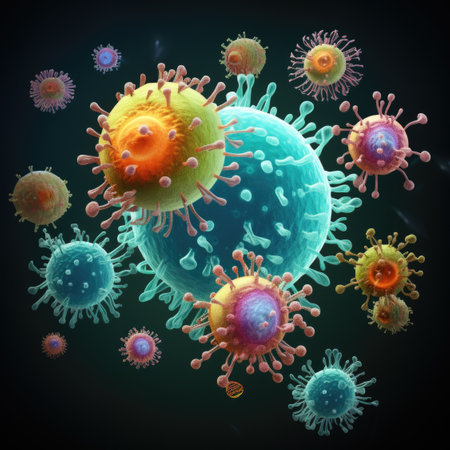 Bacteria, benigh gut bacterial cells. Imaginary illustration of microbiome.の素材
