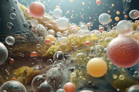 A close up of a bunch of bacteria, bacterial cells.の素材