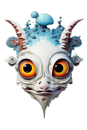 A close up of a weird looking animal mask.の素材