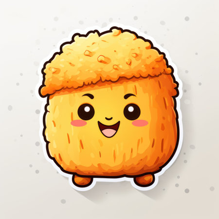A nugget sticker with a cute face on it.の素材