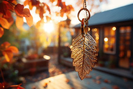 A close up of a leaf on a chainの素材