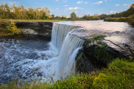 A small waterfall Jagala Juga in Estoniaの写真素材