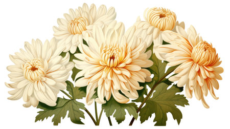 A bunch of white flowers with green leavesの素材