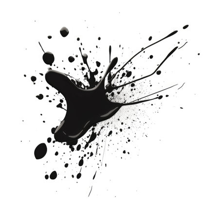 A black and white photo of a splatter of paintの素材