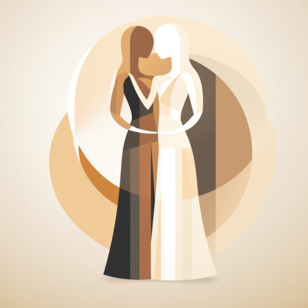 A man and a woman are standing in a circle National Hug Dayの素材