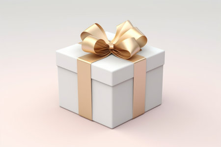 A white gift box with a gold bowの素材