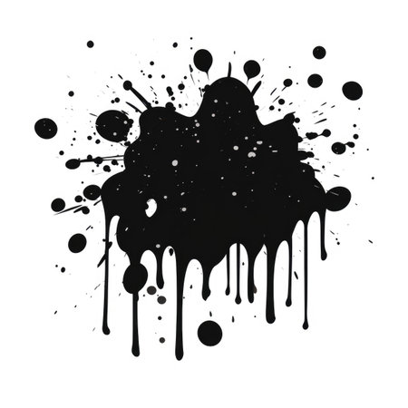 A black ink splatter on a white backgroundの素材