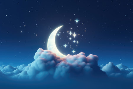 The moon is shining brightly above the cloudsの素材