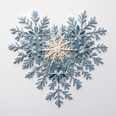 A heart shaped snowflake made out of feltの素材