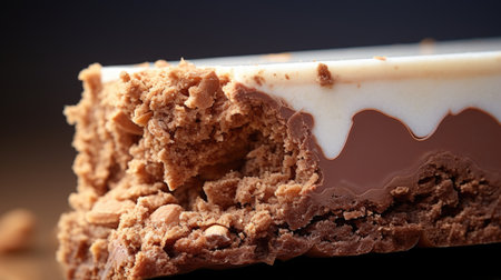 A close up of a piece of energy bar on a plate, healthy protein bar.の素材