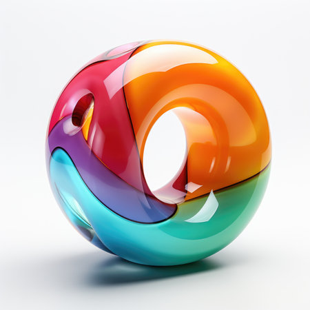 A multicolored ball with a hole in the middle, clipart on white backgroundの素材